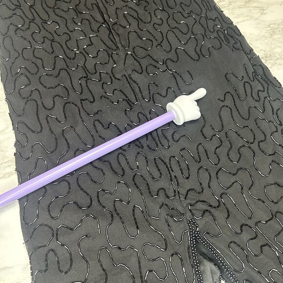 Vintage Laurence Kazar Silk Dress 2XL Black Beaded Sequin Elegant Formal Holiday - Picture 14 of 16